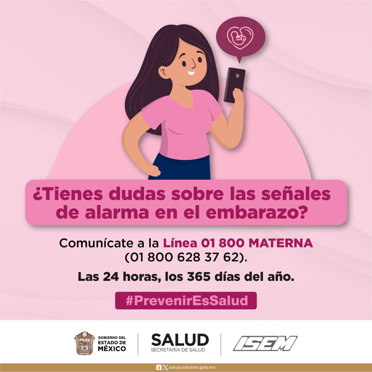 Apréndete este número ☎️ 800 62 837 62, puede salvar tu vida y la de tu hijo. La línea materna es una línea disponible las 24 horas para ti. #PrevenirEsSalud 📌Para mayor información: gob.mx/.../acciones-y…