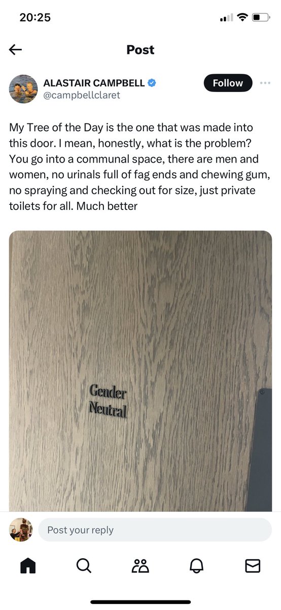 I mean, honestly, what is the problem with gender neutral facilities @campbellclaret?