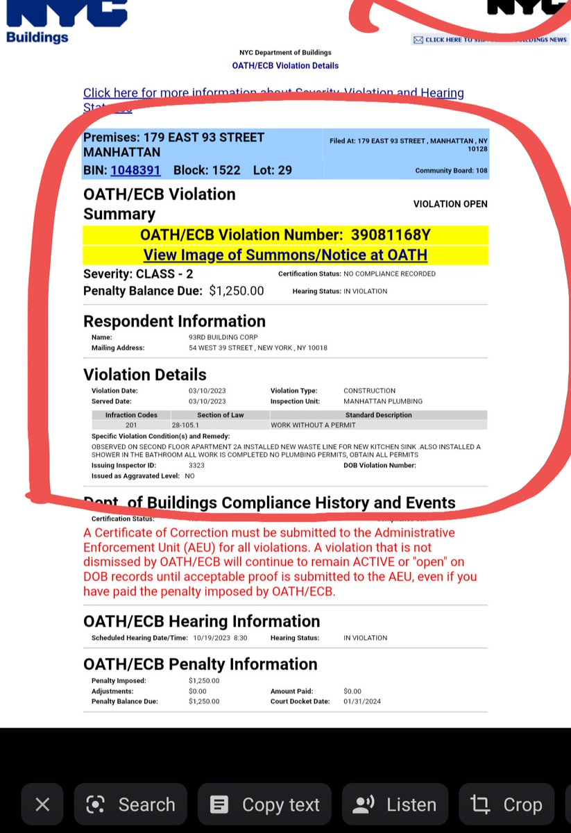 17993rd's tweet photo. 1/2 #Slumlord Slavik Gofman claims he was denied access &amp; THAT'S why he failed to timely cure FIRE ESCAPE on face of bldg; failed to correct &amp; legalize his ILLEGAL PLUMBING &amp; ILLEGAL CONSTRUCTION WORK&amp; failed to cure CRACKS in BLDG JOISTS, LEAKS &amp; MOLD caused by his UNLAWFUL WORK https://t.co/4XAfkxElpb