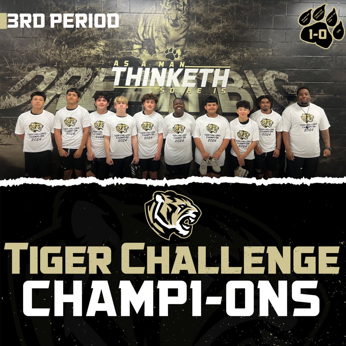 Congratulations to Coach Kenebrews Team! 2024 3rd Period Tiger Challenge Champions! #RiseUp