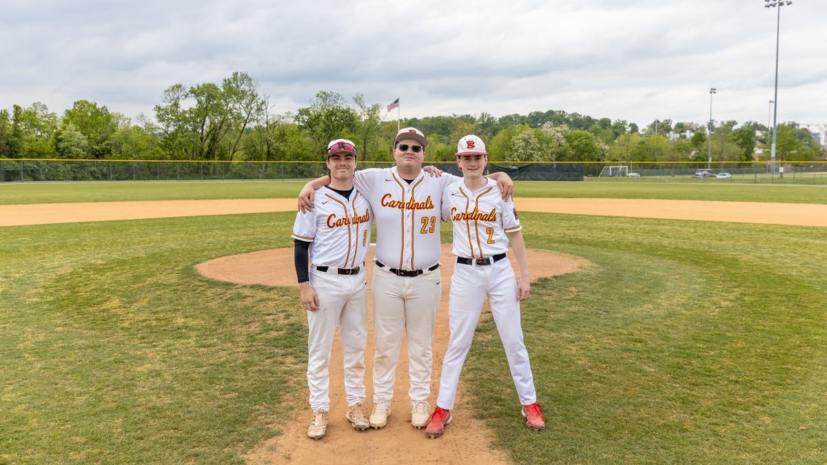 We celebrated our third senior day of the week yesterday. This time, we recognized our three seniors on the varsity boys baseball team. Despite the tough loss to Paul VI, we're proud of their commitment to the team and program! #AdvanceAlways #GreatToBeACardinal