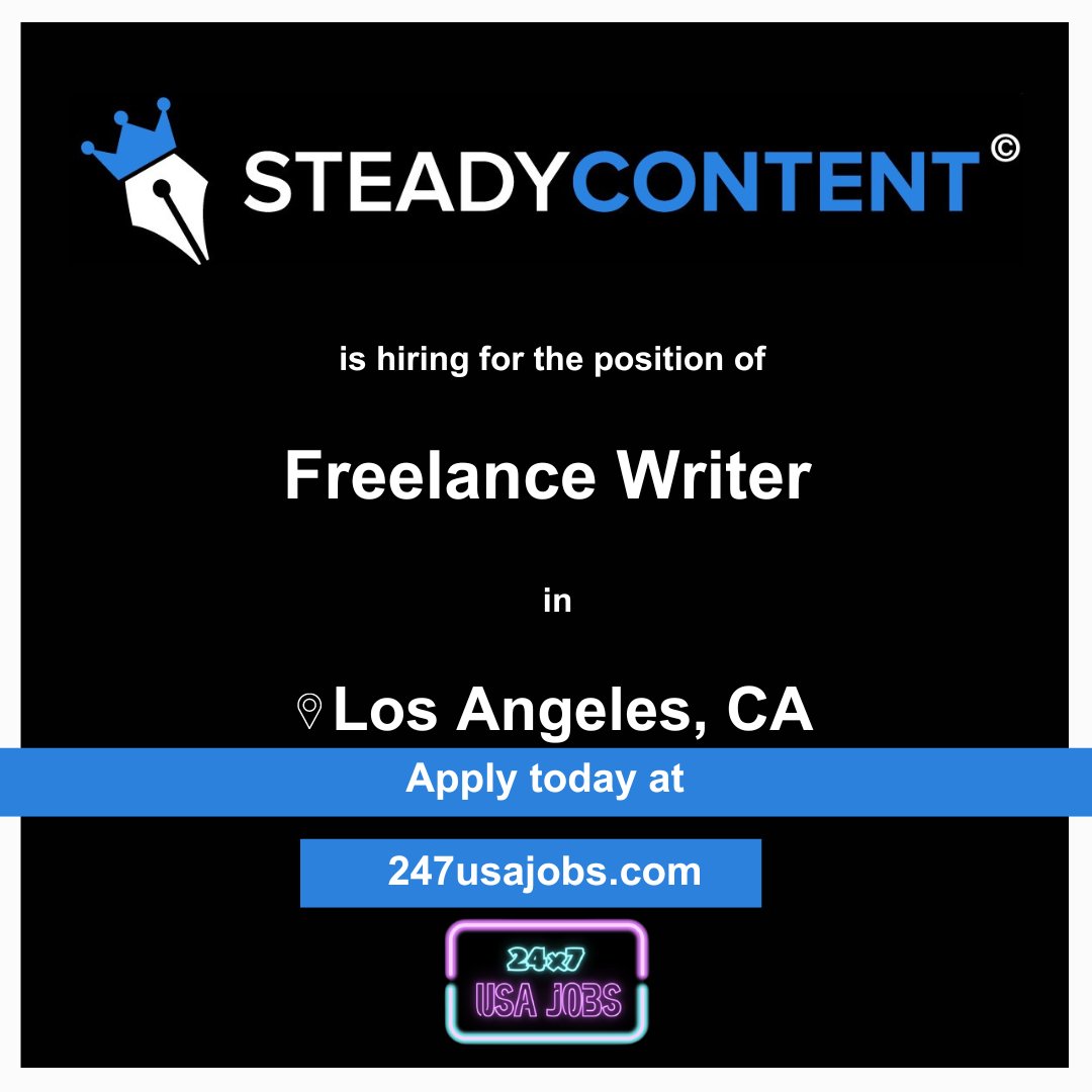 ✍️ Attention writers! @SteadyContent is hiring a Freelance Writer in Los Angeles, CA. If you're passionate about crafting engaging content, this could be your next gig! Apply now and join our team! #SteadyContent #FreelanceWriter #LosAngelesCA