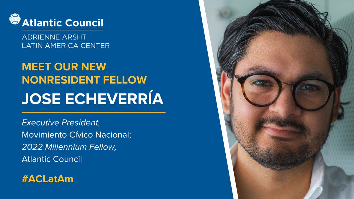 We'd like to extend a warm welcome to our newest Nonresident Fellow, @joseecheve! Jose is the executive president of @MCNGuatemala and was a 2022 Millennium Fellow with the @ACMillenniumLP at @AtlanticCouncil. We're delighted to have him on board!