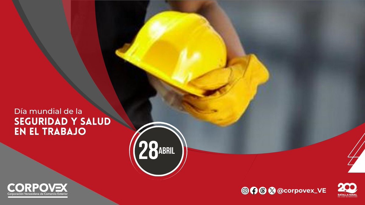 #Efemérides 🗓️|| Hoy #28Abr conmemoramos el día mundial de la seguridad y salud en el trabajo, ocasión para promover la prevención de los accidentes del trabajo y las enfermedades profesionales en todo el mundo.