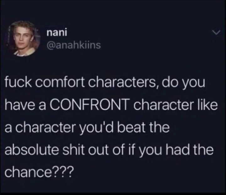 SoCal_Chemistry's tweet photo. Choose your "confront" character https://t.co/1YbYnzZ30t