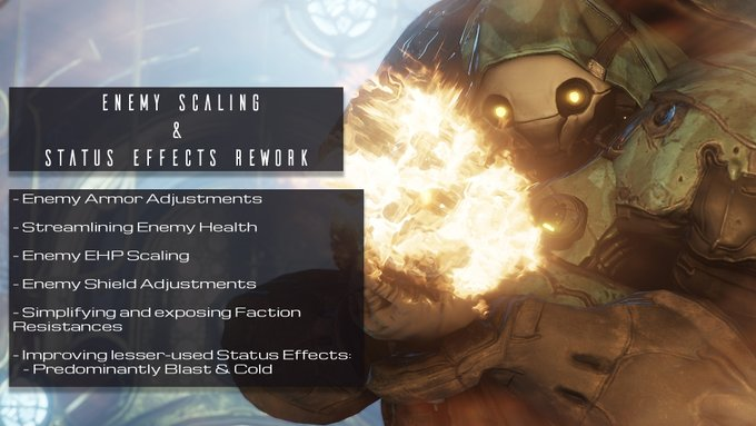 Une refonte important arrive pour le scaling des ennemis et les procs des Effets de Statut ! Vous pouvez en apprendre plus via notre Atelier des Devs que vous trouverez ici : forums.warframe.com/topic/1395487-…