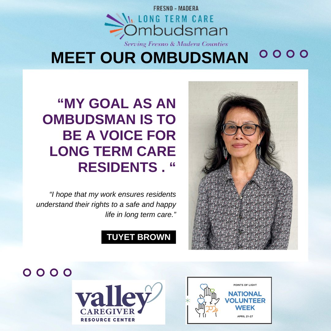 Meet Tuyet Brown! Tuyet has been an Ombudsman since November 2017. Tuyet is a retired licensed psychotherapist and clinical social worker (LICSW).
#VolunteerAppreciationMonth #Ombudsman #ValleyCRC #VCRC