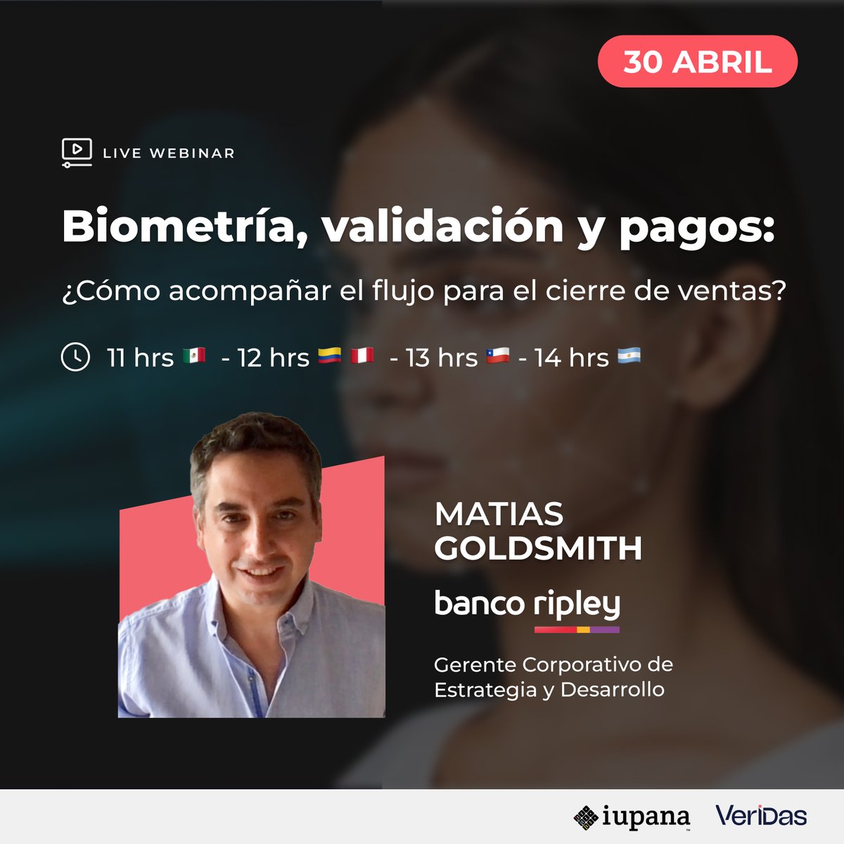 Durante una hora, podrás tener un espacio para hacer preguntas en vivo e indagar las mejores prácticas de #autenticación. 👉 Anótate gratis aquí: cutt.ly/aw6VJUWbNos Nos acompañará Matias Goldsmith, Gerente Corporativo de Estrategia y Desarrollo de @_bancoripley