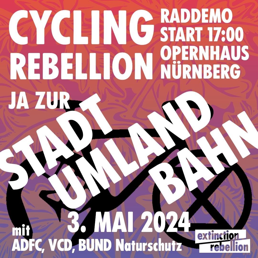 Zeit für die #Mobilitätswende, auch in #Nürnberg, #Fürth und #Erlangen! Sagt mit uns 'JA!' zur #StadtUmlandBahn (#StUB) und 'NEIN!' zum #Frankenschnellweg! Wichtig: Wir enden diesmal an der Straßenbahn und Bus Haltestelle Nürnberg-Am Wegfeld.