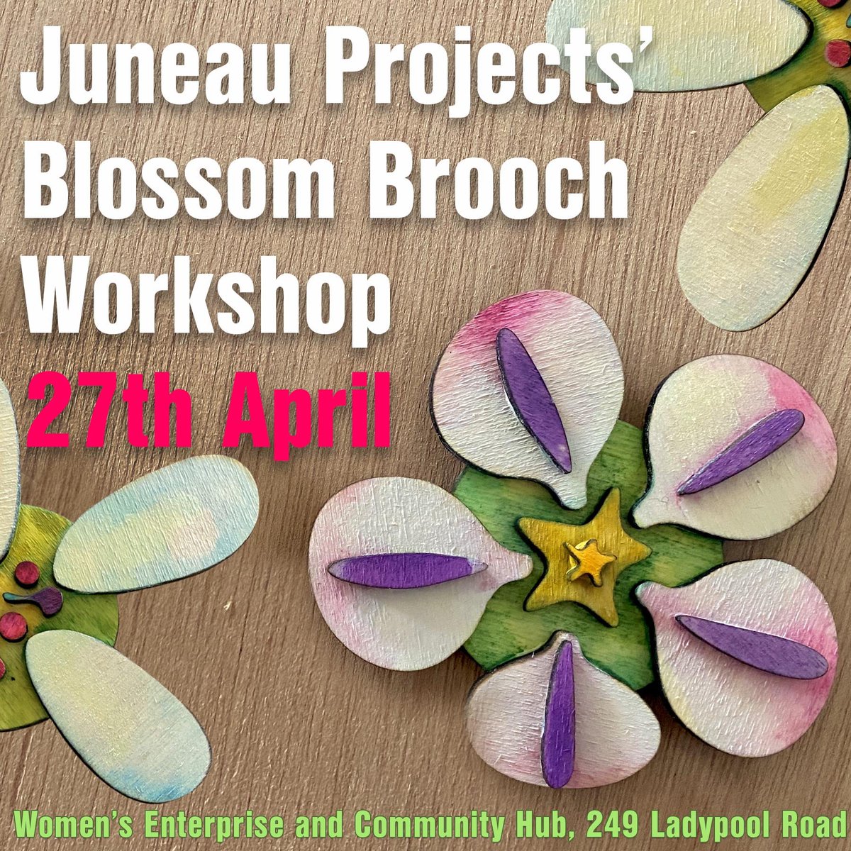 Psst - there's still a couple of spaces left for @juneauprojects Blossom Brooch 1:15pm workshop at the Blossom Branch tomorrow 🤩 Fill in the booking form and we'll let you know when your space is confirmed: forms.office.com/e/xMRWCe97hr 📍 Blossom Branch, 249a Ladypool Road, B12 8LF