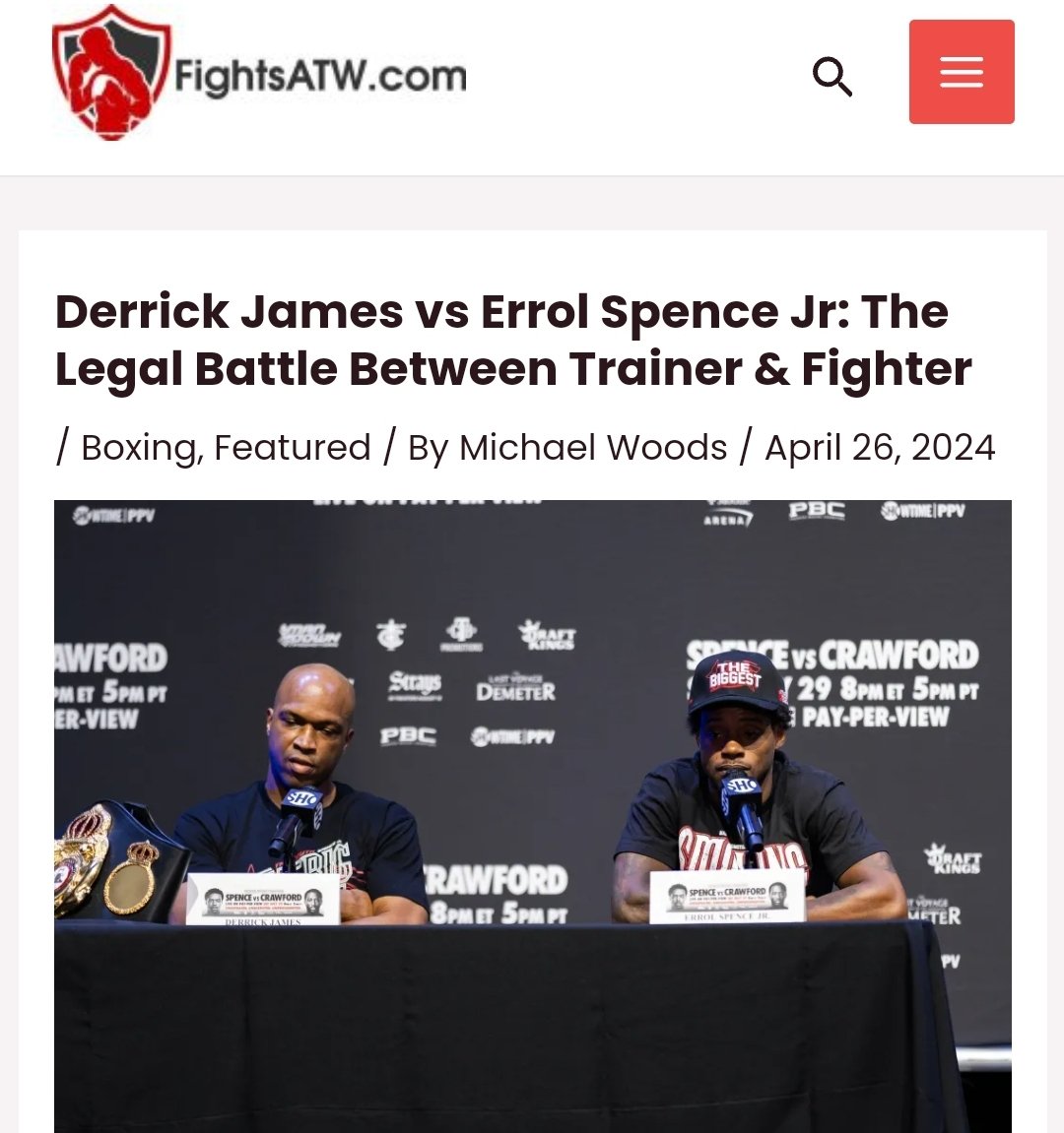 Oh, love this one from @Woodsy1069 . He goes into the case between #DerrickJames & @ErrolSpenceJr while going down memory lane in boxing with other examples of similar situations. @FightsATW 👇👇👇👇👇 fightsatw.com/derrick-james-…