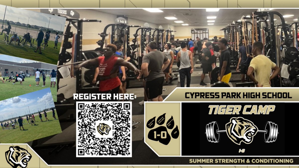 Cypress Park Tigers Strength & Conditioning Sign up and pay early! #TigerStrong #TPW @CypressParkHS @RoweBoysAthl @RoweLadyJags @GoLadyPatriots @PatriotsTMS