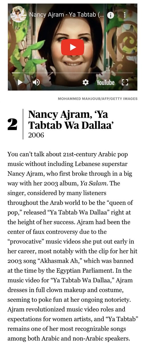 “ Ya Tabtab “ by the Queen of Arab Pop Nancy Ajram is ranked second among the best Arabic Pop songs of the 21st century according to Rolling Stone magazine .
