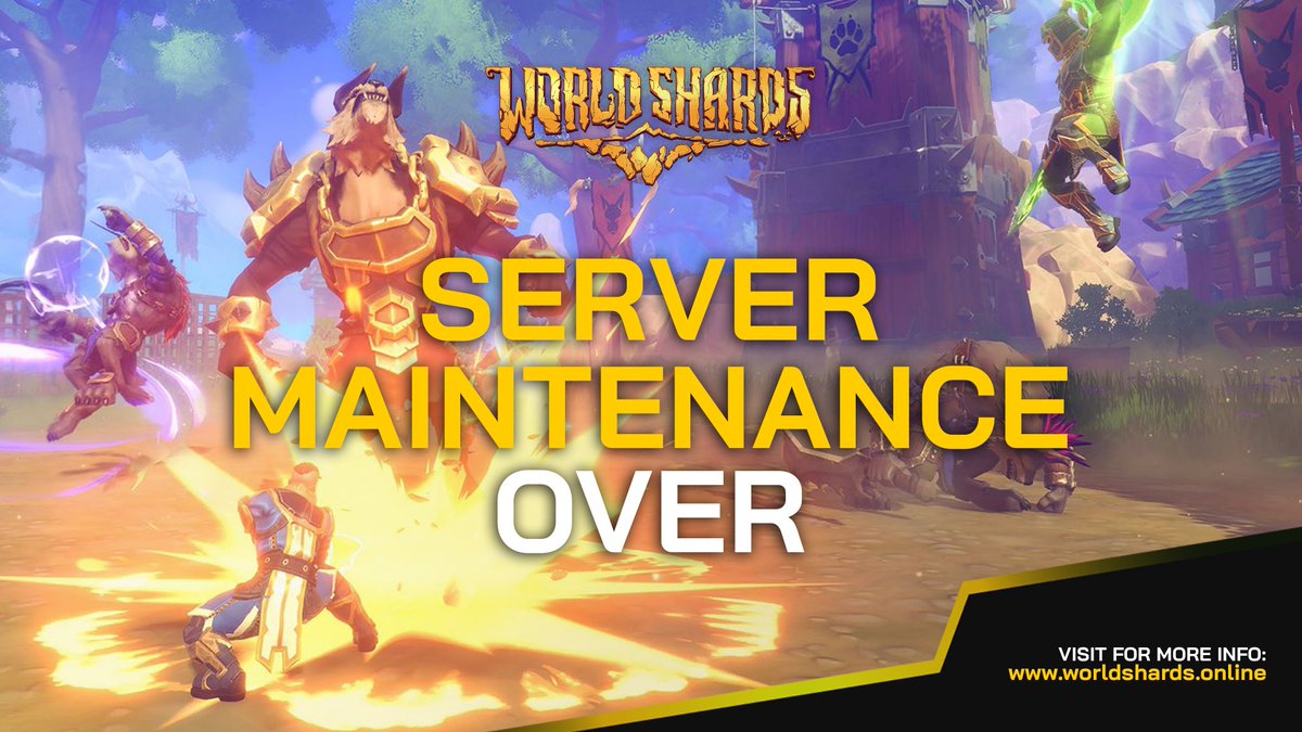 Hey, Adventurers! @WorldShardsGame server maintenance is over! Update your client and continue your adventure now! ⚒️ For more info about the Server Maintenance, check here: twitter.com/WorldShardsGam…