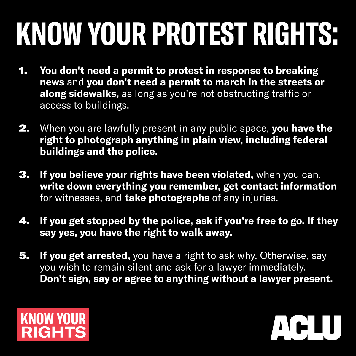 Know your rights when protesting.