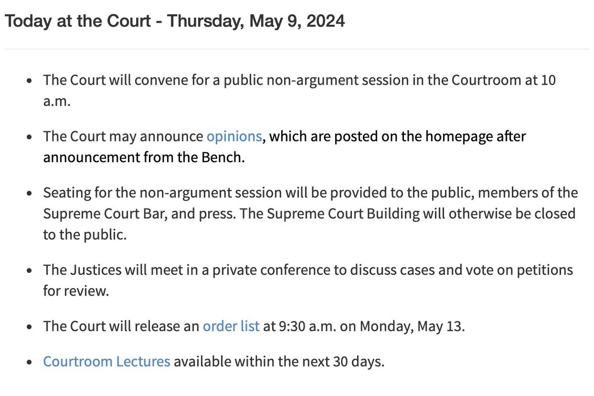NEW: Supreme Court sets opinion release date for May 9.