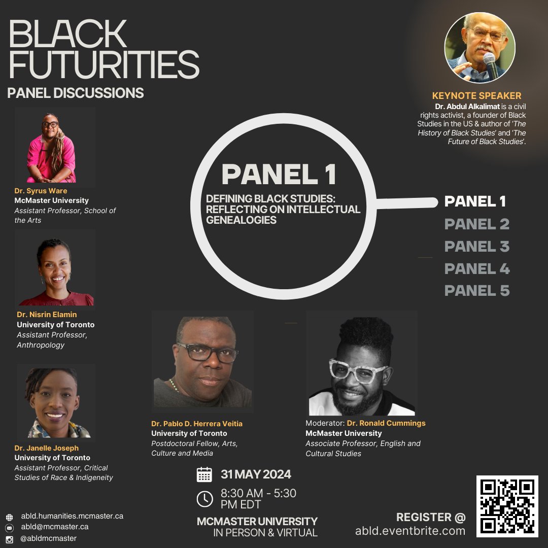 Join us for a discussion on the theories shaping Black Canadian Studies. Don’t miss this opportunity to engage in critical reflection and explore strengths, limitations, and interdisciplinary growth. #BlackFuturities2024 #BlackStudies #ABLDatMac