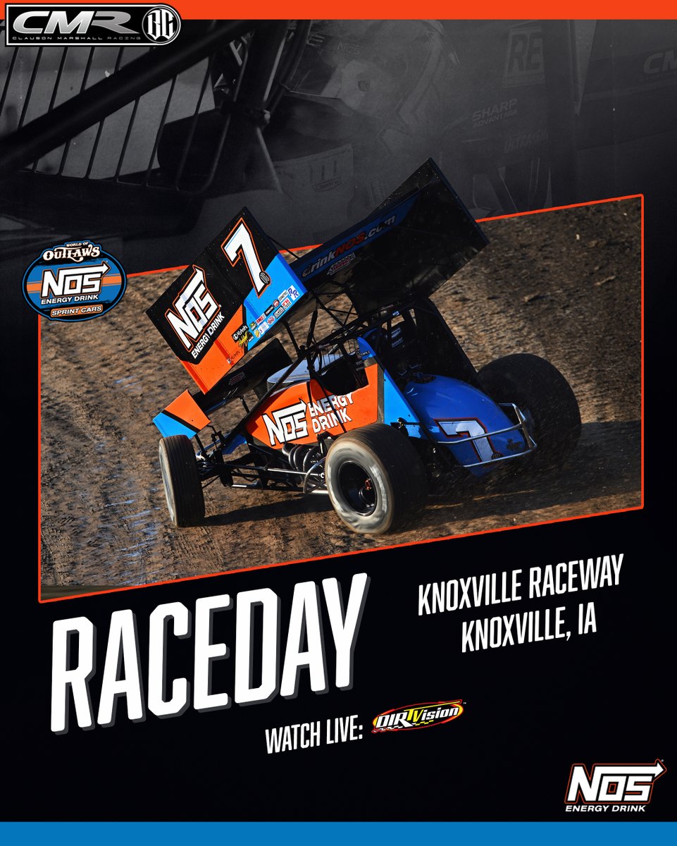 🎬Take two. After yesterday's rainout, it is Raceday again for @TyCourtney7BC and the @NOSEnergyDrink #7BC team at Knoxville Raceway! If you can't make it to the track, catch all of the action LIVE tonight on DIRTVision. #TylerCourtney #NOSEnergyDrink #NOSEnergyBrandPartner