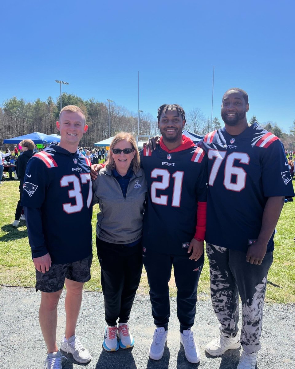 Today we had the 5 town school day games! And we had special guests visit us from the @Patriots & @NERevolution ! Thanks for coming out to support our athletes! #ChooseToInclude