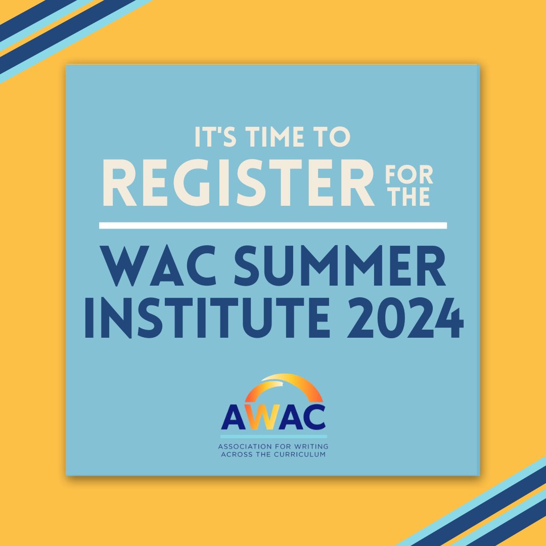 Day II of our 2024 Writing Across the Curriculum Summer Institute (WACSI) registration push continues! 

Join us in sunny Albuquerque, New Mexico from June 19-22 for what promises to be a rich, communal opportunity to revise and reimagine your WAC initiatives.

1/3