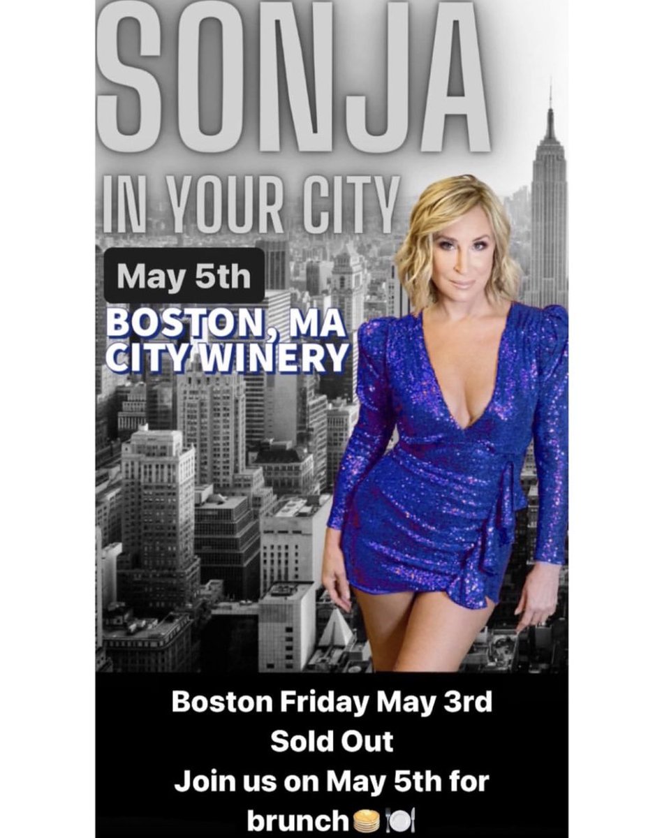 Sonja in Your City is coming to BOSTON on May 3 (SOLD OUT) and May 5 for brunch 🍾 Add on VIP meet & greet tickets are still available with any seat🎟️ Can be purchased at the sold out show venue📸 🔗 citywinery.com/boston/events/… 🔗 #SonjaInYourCity #SIYC #tour2024 #CabBurlesque