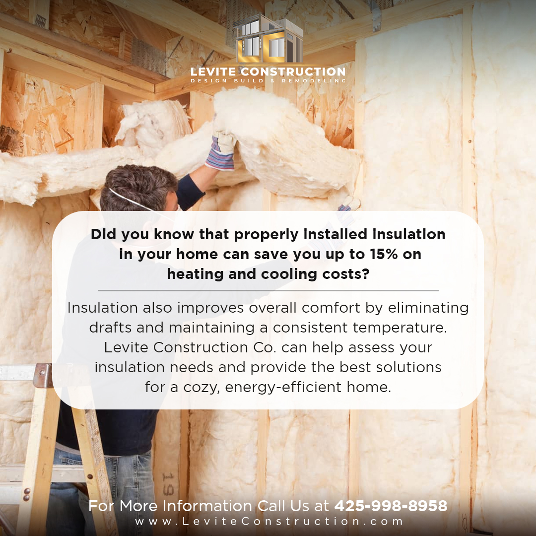 LeviteConstruc1's tweet image. Did you know that properly installed insulation in your home can save you up to 15% on heating and cooling costs?  Contact us today for a more comfortable living space! 425-998-8958 | info@leviteconstruction.com
#seattlehomedesign #Insulation #insulationinstallation