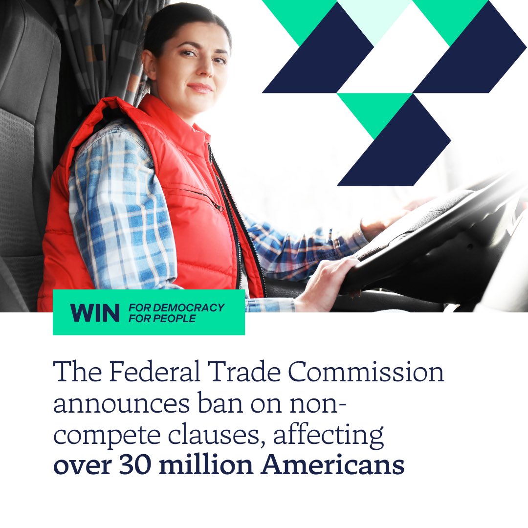 In an important win for workers across the United States, the Biden administration has announced a new rule banning non-compete clauses in employment contracts. We worked with restaurant workers, women in trucking, and others to support this rule when FTC first proposed it.
