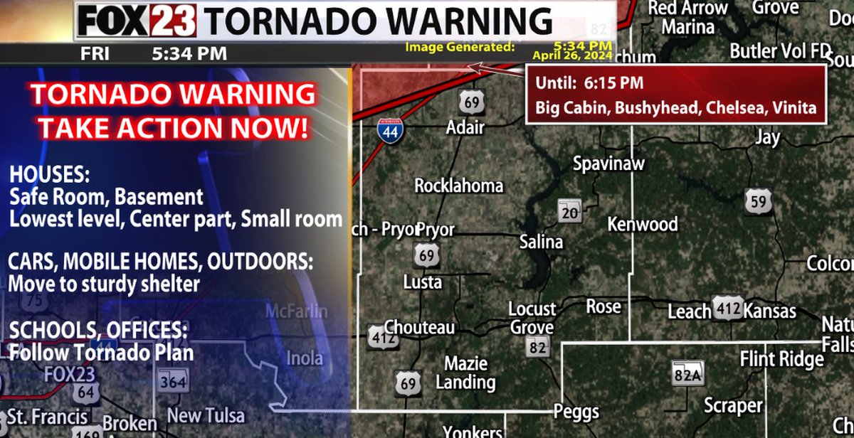 A TORNADO WARNING is in effect for this portion of Mayes County. #okwx