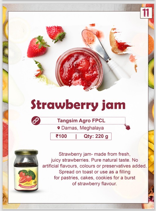 Jam of the day😋

Strawberry jam- made from fresh juicy organically grown strawberries. Let our strawberry jam brighten your day.

Order now👇🛒
mystore.in/en/product/str…

Spread the Joy 😇

@AgriGoI @ONDC_Official @PIB_India @mygovindia #VocalForLocal #healthyeating #healthyhabits