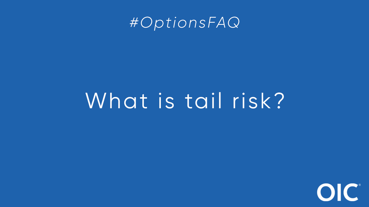 Tail risk refers to the risk of unexpected events occurring in financial markets. The term 'tail' comes from the graphical representation of a probability distribution where tails represent the rare events with extreme outcomes. bit.ly/4aIgTIa #FAQFriday #OptionsFAQ