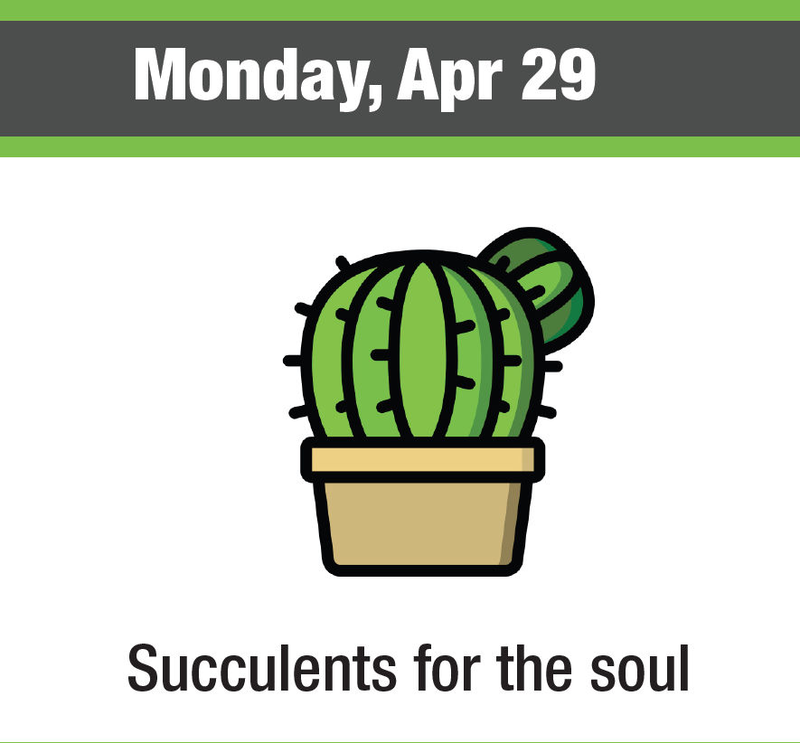 CUBoulderALTEC's tweet photo. Unwind @ ALTEC is an event meant to help you unwind and relax before finals! Stop by the HIVE (CASE E380) for some free goodies and relaxing activities this week. Today's goodie will be succulents for the soul! https://t.co/0PWBj4Aa1Q
