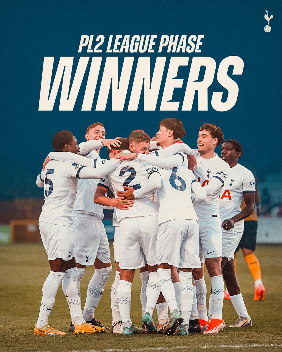 Our U21s are the #PL2 League Phase winners! 🤍 A fantastic campaign which now sees us head into the league play-offs as the top seed 🙌 Congratulations, lads! 👏