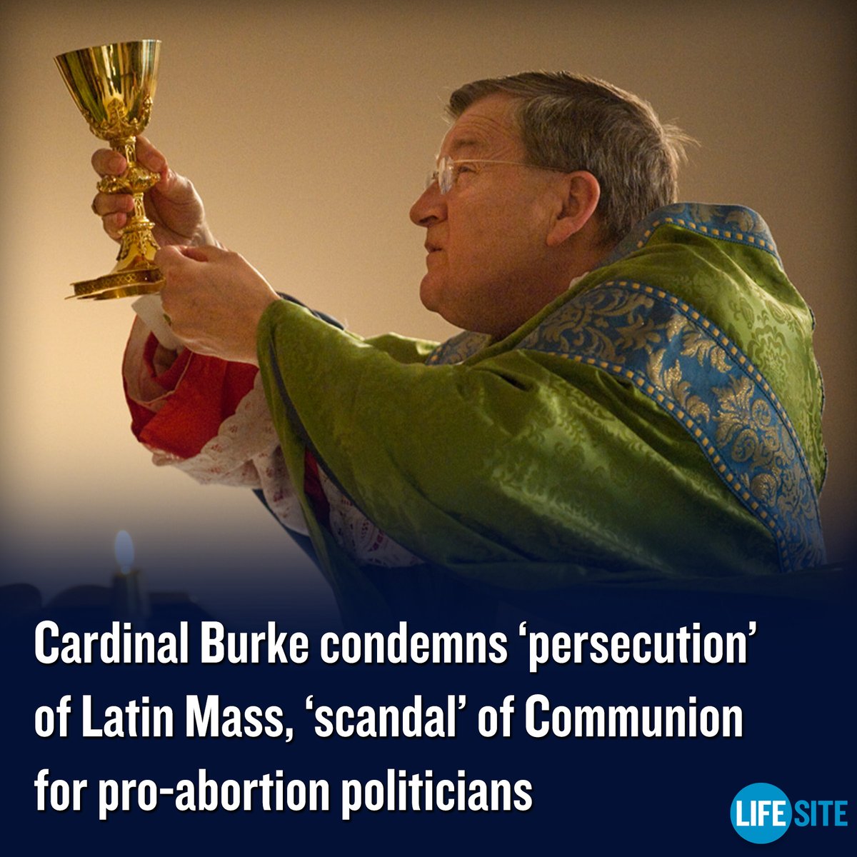 Cardinal Raymond Burke has condemned the practice of giving Holy Communion to pro-abortion politicians while noting that the traditional Mass is in a state of “persecution.”

MORE: lifesitenews.com/news/cardinal-…

#CatholicTwitter #CatholicX #Catholic #LatinMass