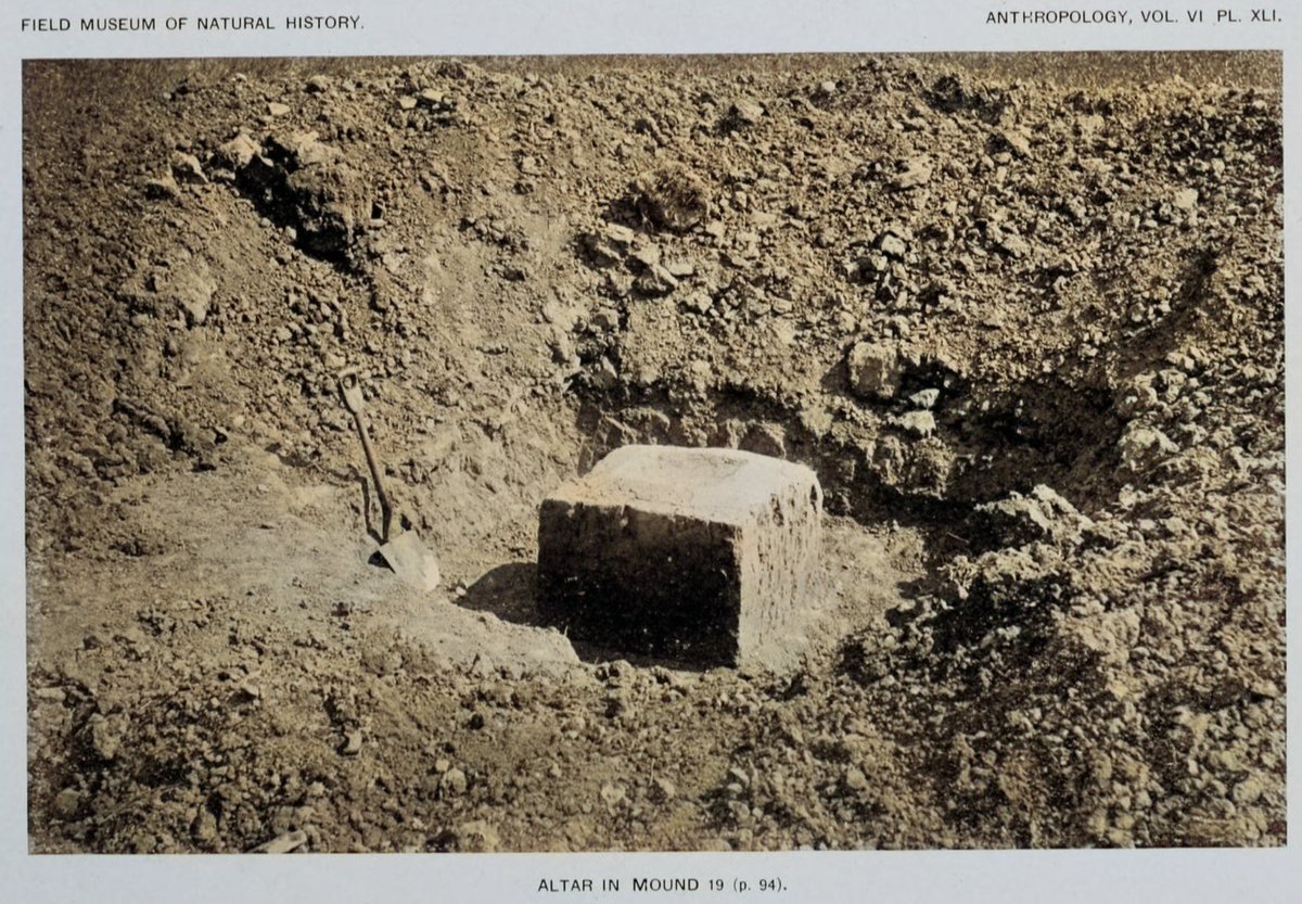 In 1891-2 Warren K. Moorehead excavated the Hopewell Site at Chillicothe, Ohio. This was to collect artifacts for display at the World's Columbian Exposition at Chicago in 1893. In Mound 19, a 'small mound 54 by 53 feet and 3 feet high,' he found a cube of hardened clay, which he…