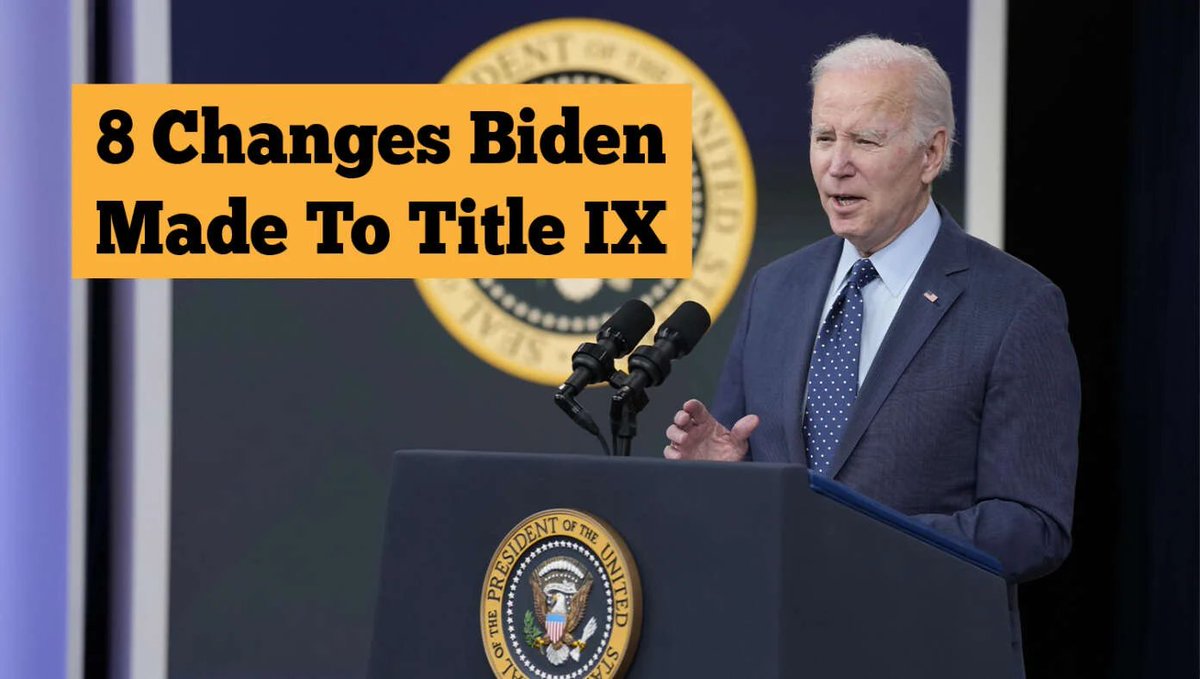 8 Changes Biden Made To Title IX President Joe Biden made significant changes to Title IX last week, expanding the definition of the word 'woman' to an emoji of someone shrugging followed by a pride flag. There were other changes, however, that flew under the radar.