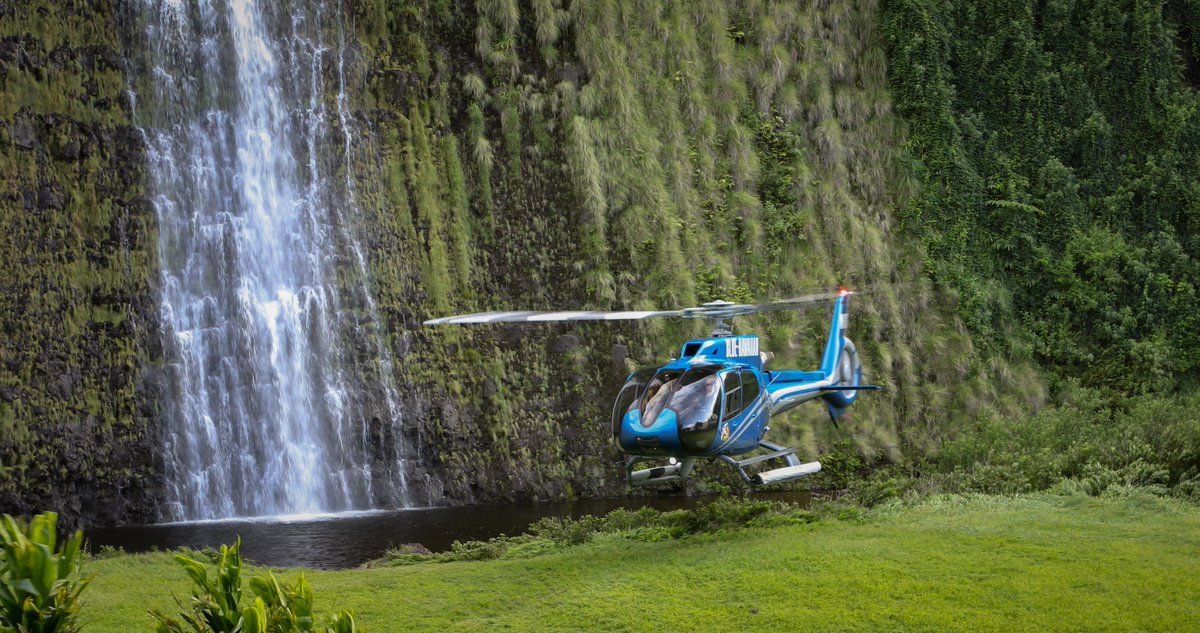 Adventure to waterfalls like never before 💙🚁 Join in on the fun! bit.ly/HawaiiHelicopt… . . . #hawaii #explorehawaii #BlueHawaiianHelicopters #travel #helitours