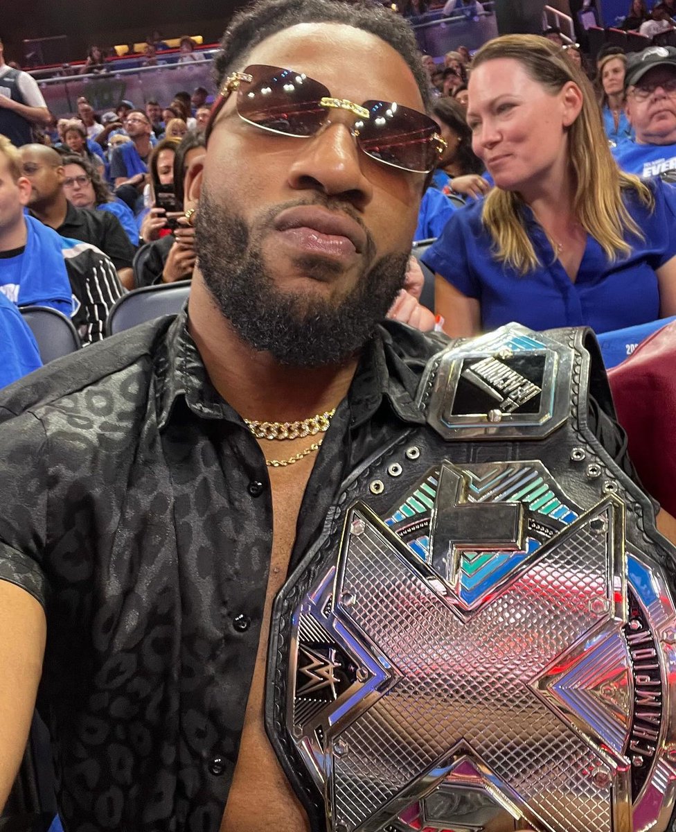 WrestlingWCC's tweet photo. Trick Williams at the Orlando Magic playoff game 🏀 https://t.co/fD0RIMUfVG