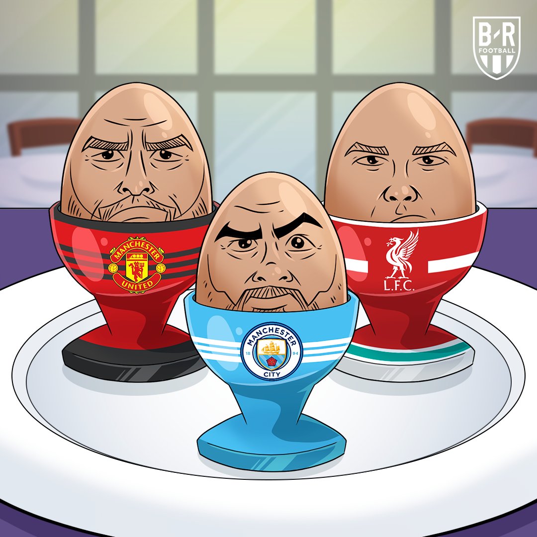 brfootball's tweet image. Three of the biggest clubs in the Premier League will have a similar look on the touchline 🥚🙃