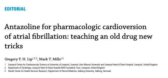 #Antazoline for pharmacologic #cardioversion of atrial fibrillation: teaching an old drug new tricks #Afib @affirmo_eu mp.pl/paim/issue/art…
