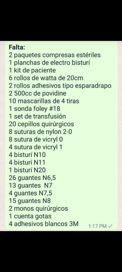 El hermano de @EvelynPintoD necesita de un montón de insumos para poder hacerse un tratamiento médico muy delicado. Por favor, si tienen algo de esto o saben dónde conseguirlo, escriban directamente a 04128723575 o a 04141253077.