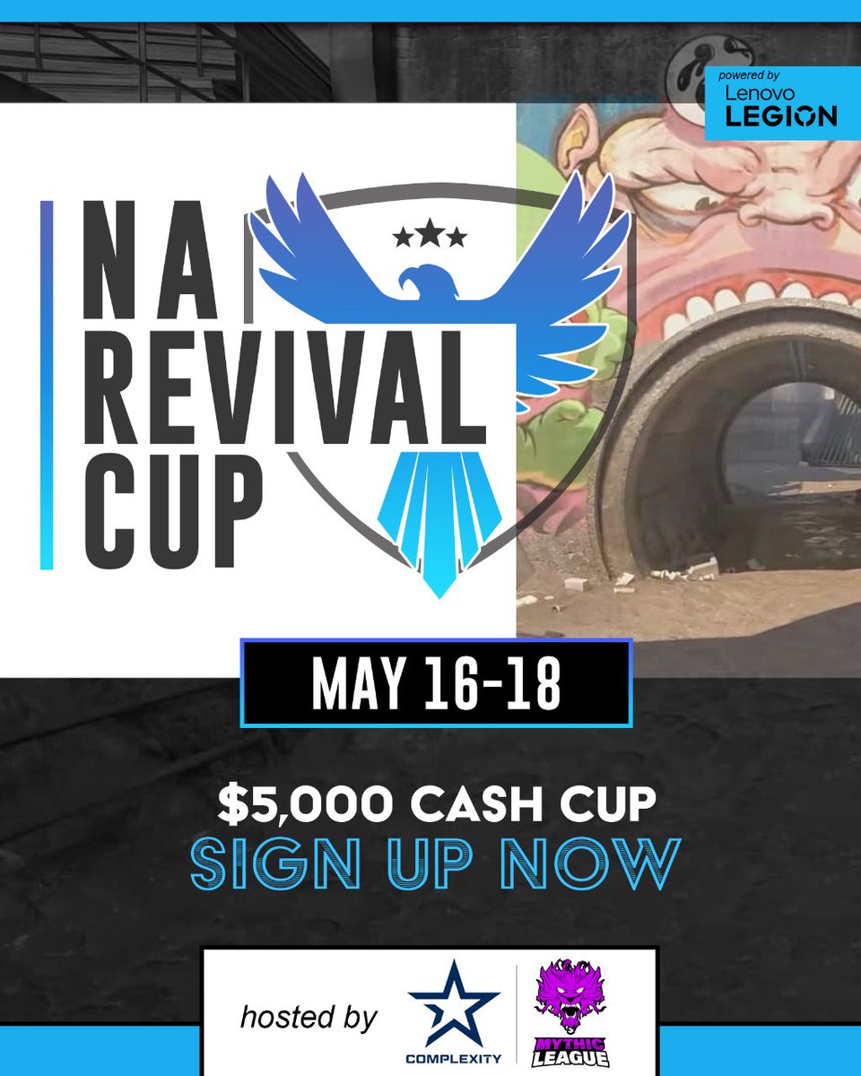 🚨 Cash Cup Alert! We've joined up with @MythicRebornGG to bring you more NA CS competition. More to come! ⏰ May 16-18 💰 $5,000 👉 ml-face.it/na-revival-cup