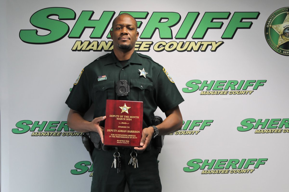 DEPUTY OF THE MONTH: In Feb. 2024, Deputy Adrian Harrison encountered a vehicle vs. bicycle crash. The driver had a diabetic episode & the vehicle struck a concrete pole & was on fire. Dep. Harrison broke the window, cut the seat belt & pulled the driver 50 yds to safety. #Hero