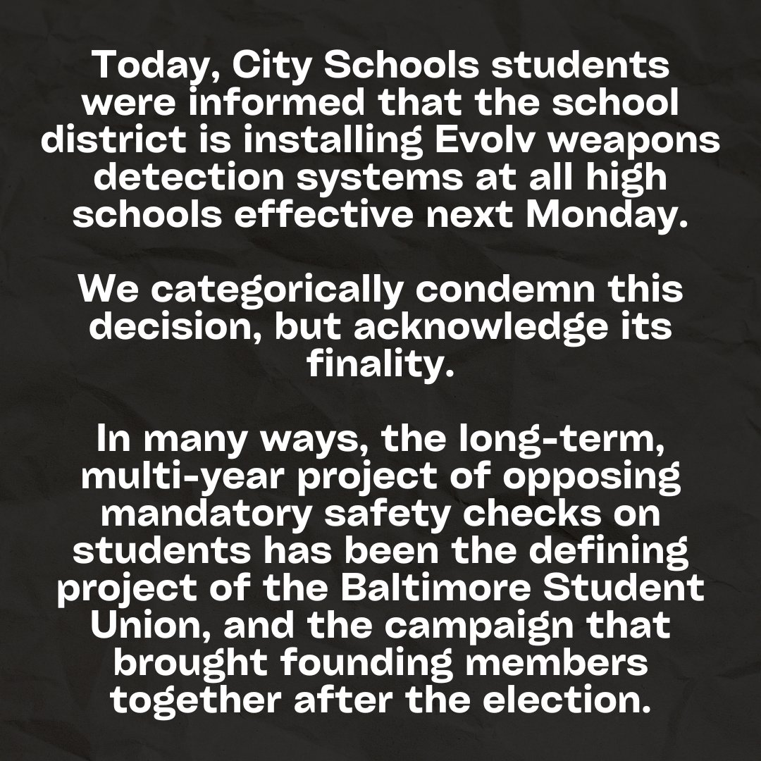 The students of BSU are disappointed by the implementation of Evolv technology in schools, but we’re here to support you. Solidarity always.

Our full statement:

1/3