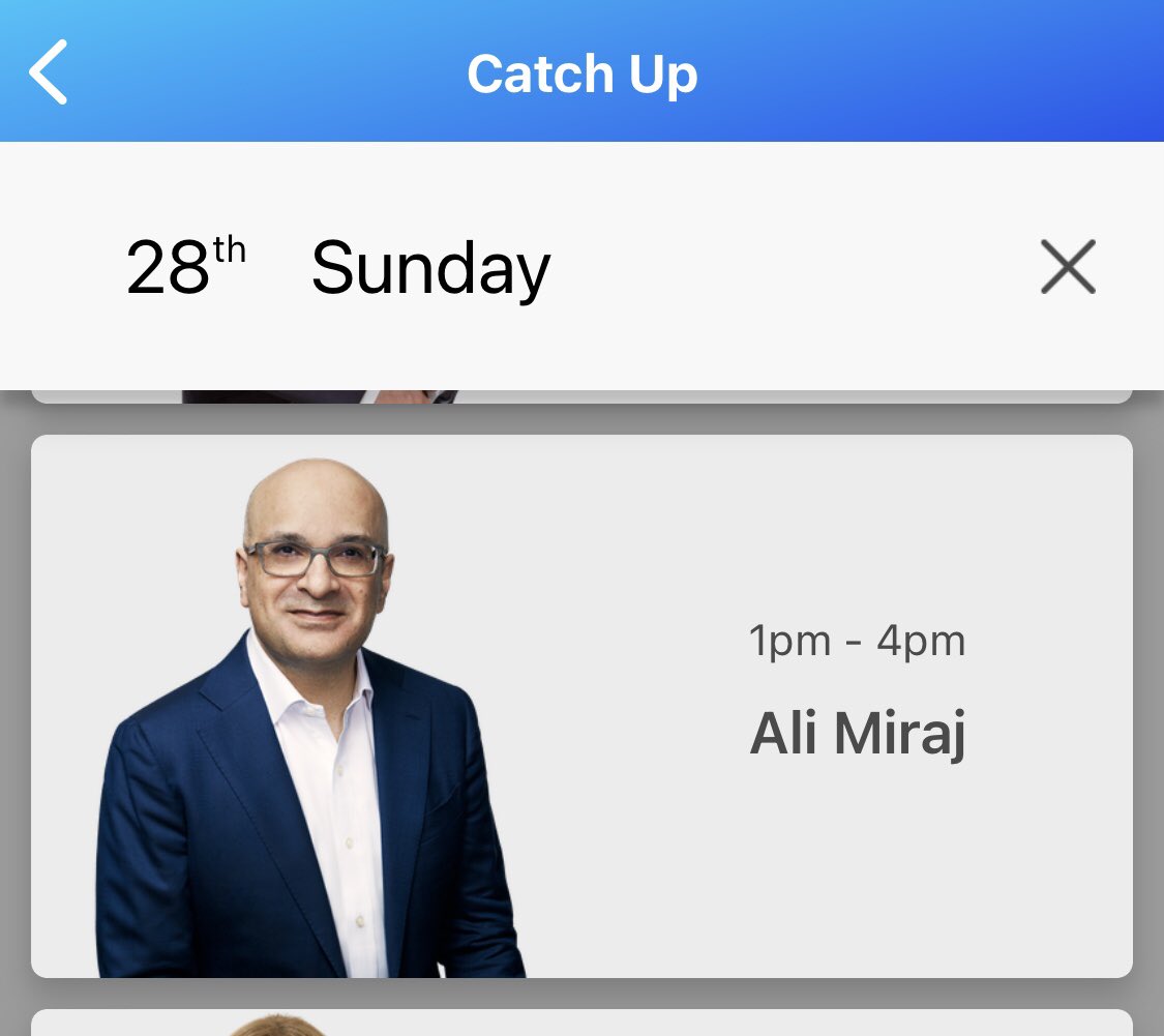 What is wrong with you @LBC? No comment about the suspension/sacking of one of your most popular presenters @SangitaMyska. For the 2nd weekend, you’ve replaced her with Ali Miraj 🥱 Yet another male Tory, he’s no substitute for the brilliant #Sangita! Is LBC the new GeeBeebies?