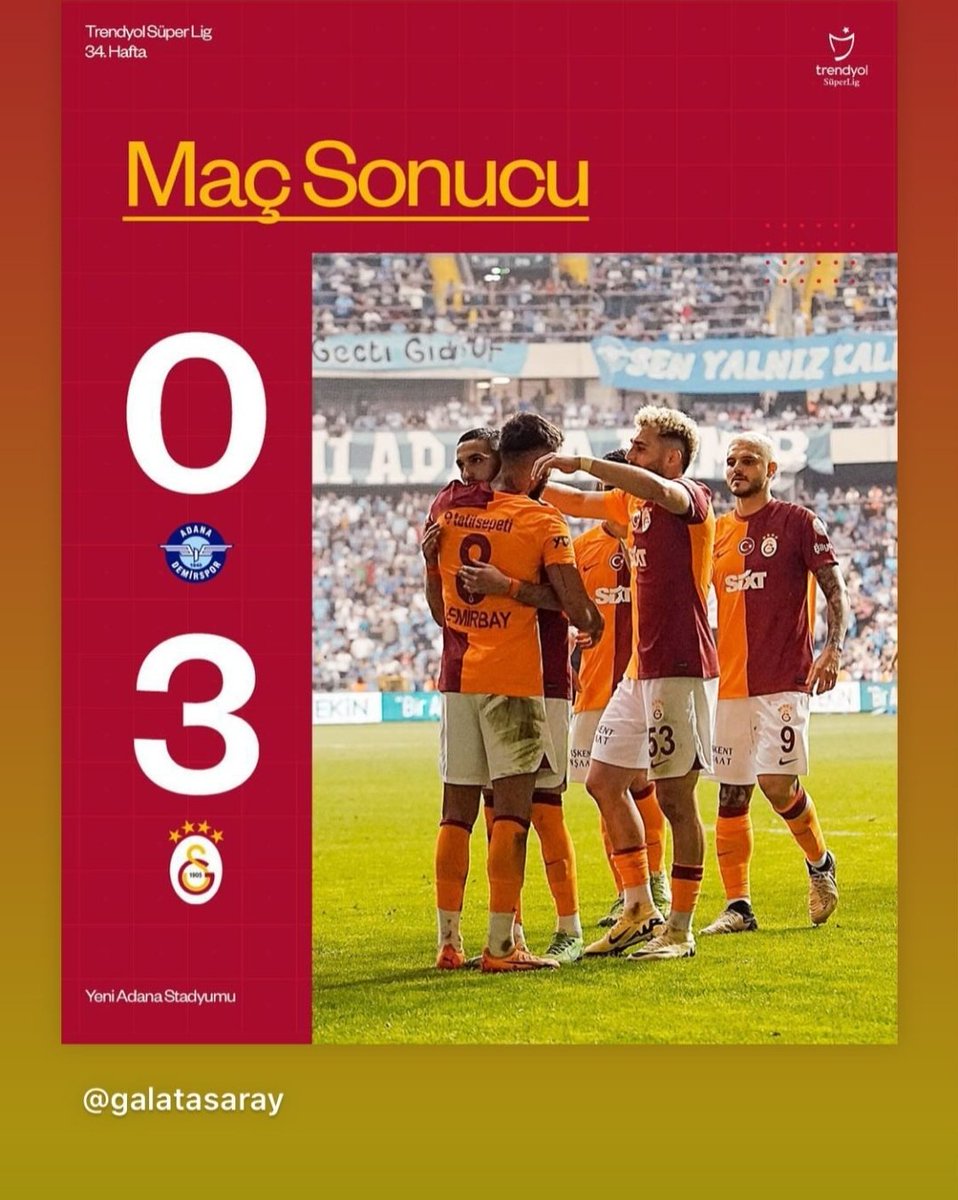 Trendyol Super Lig sampiyonluk kupasi ile Turkcell Super Kupa kupasini beraber Ramspark'taki Fenerbahçe macinda alalim diyenler begensin.😀😀😀😀
#ADSvGS #Galatasaray #Hedef24