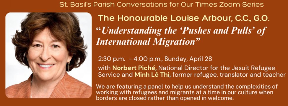 Learn about welcoming refugees in a time of global crisis with Louisa Arbour, former UN High Commissioner for Human Rights and Supreme Court Justice! St. Basil's Parish in Ottawa is hosting a free webinar with Arbour! Click here to save your spot: us02web.zoom.us/meeting/regist…