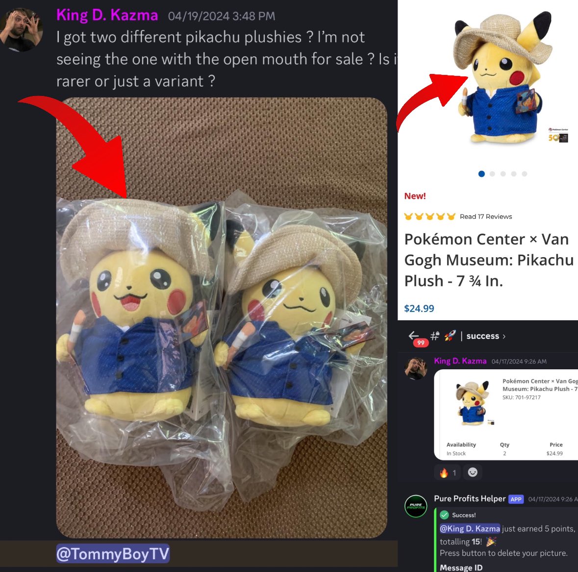 One of our members pulled a 1/1 Pokémon Pikachu x Van Gogh Plush Toy, can you spot the difference? If you notice, every Pikachu Van Gogh plush has a closed mouth, but the homie Kazma received one with an open mouth. How much do you think it’s worth?