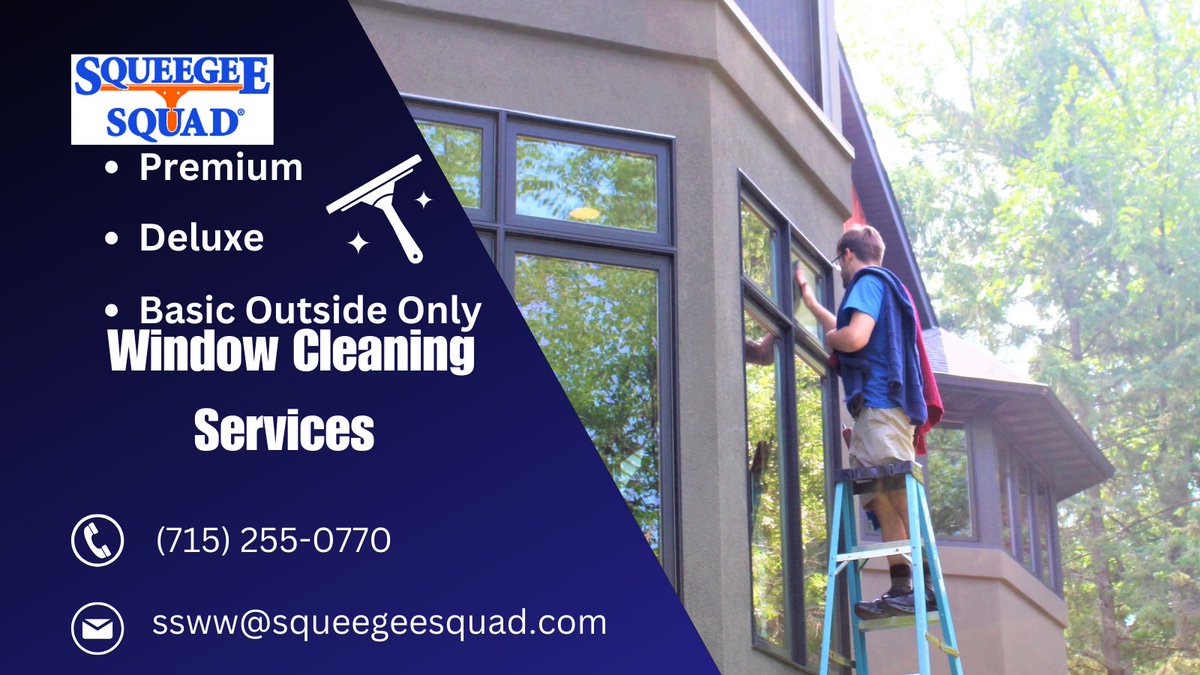 Our Spring schedule is filing up.  Contact us today for a free estimate!  
(715) 255-0770 or ssww@squeegeesquad.com  
bit.ly/ssww-estimate
#windowcleaning #softwashing #pressurewashing #guttercleaning #squeegeesquad