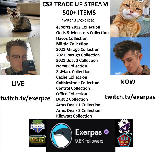 🔴LIVE RIGHT NOW🔴

TRADEUP BONANZA with 500+ ITEMS & 15+ COLLECTIONS

twitch .tv/exerpas