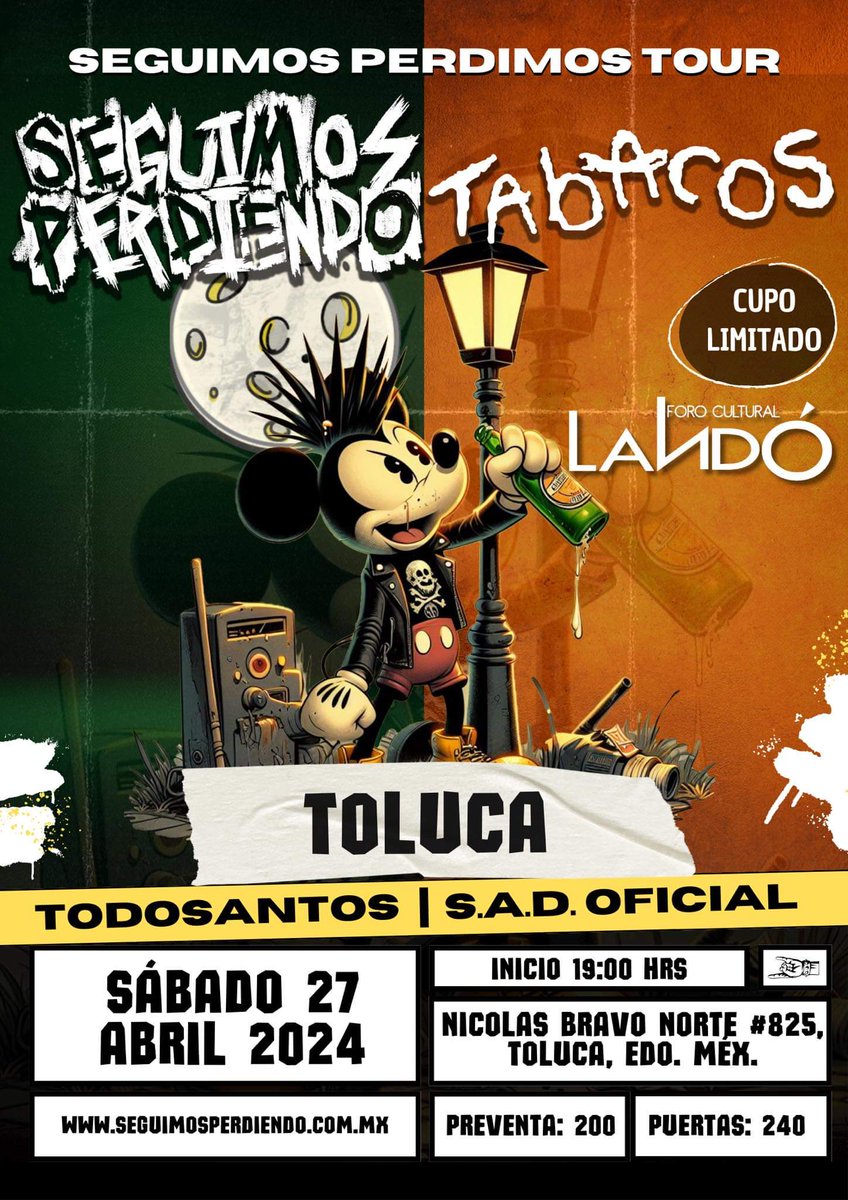 TabacosPunkRock's tweet photo. Sábado 27 de Abril nos vemos en #ForoLando en #Toluca #EdoMex https://t.co/LZcSZ1i58u